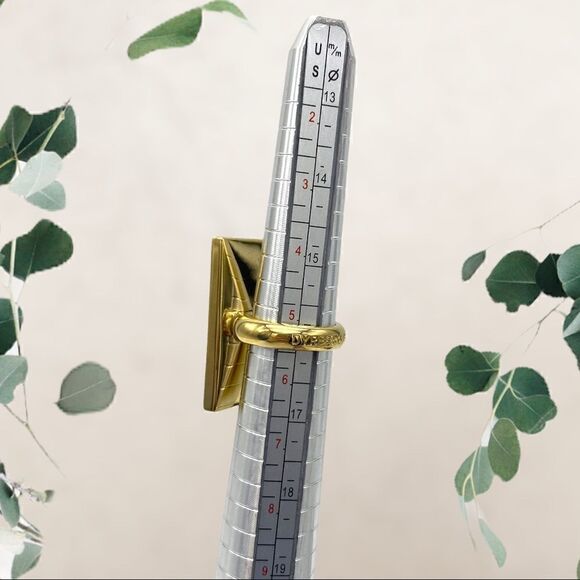 Gold Tone & White Geometric Fashion Ring by Dyrberg/Kern of Denmark, Size 5.5 - Picture 4 of 7